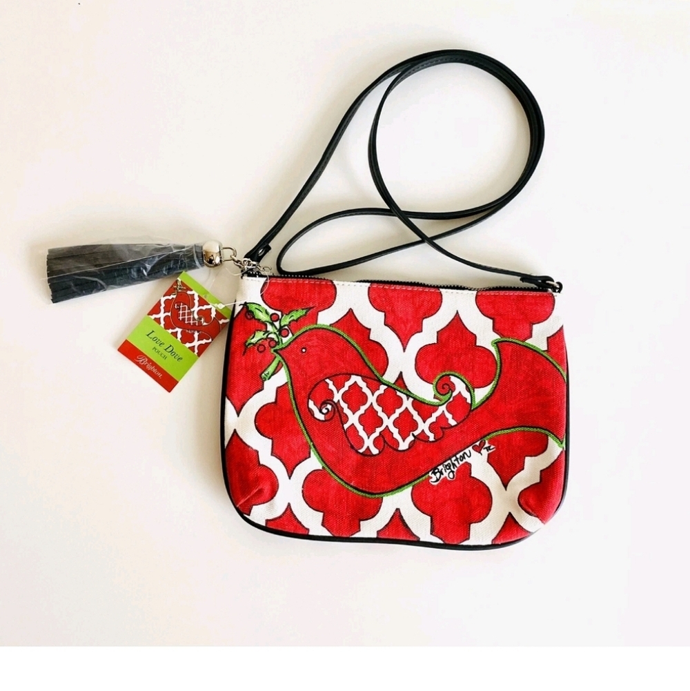 Brighton Love Dove Crossbody Bag | Red & White Canvas | NWT